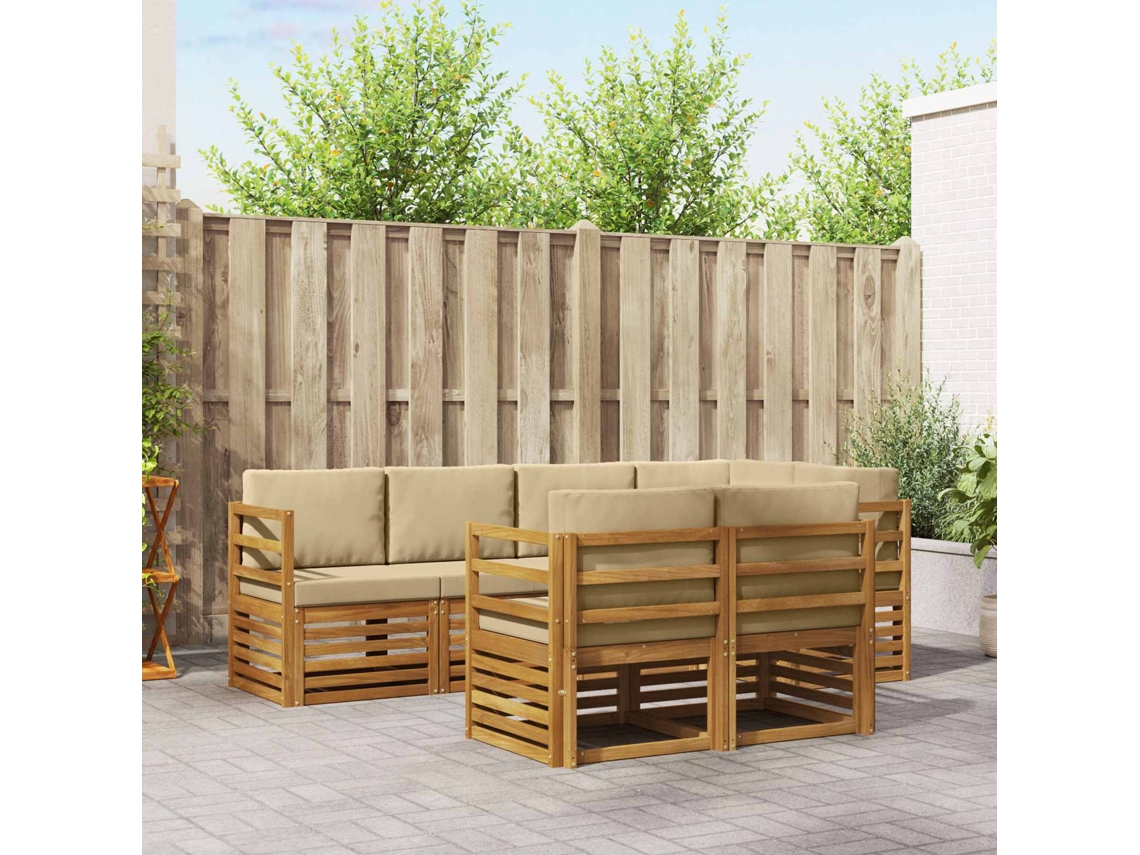 Vidaxl Conjunto De Sofás Para Exterior 7 Unid. Natural E Bege
