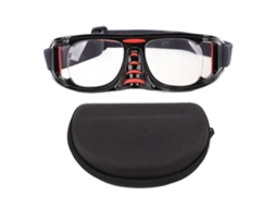 Óculos De Esporte Anti Neblina Com Lente Antiexplosiva E Cinto Ajustável Para Basquete Corrida Ciclismo Preto Vermelho