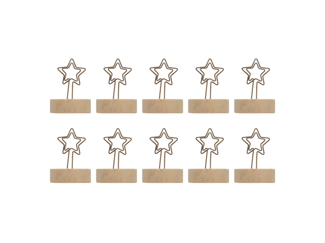 10 Portavasos Verticais Log Estrella Madeira Clip Notas Cartões Decoração De Mesa