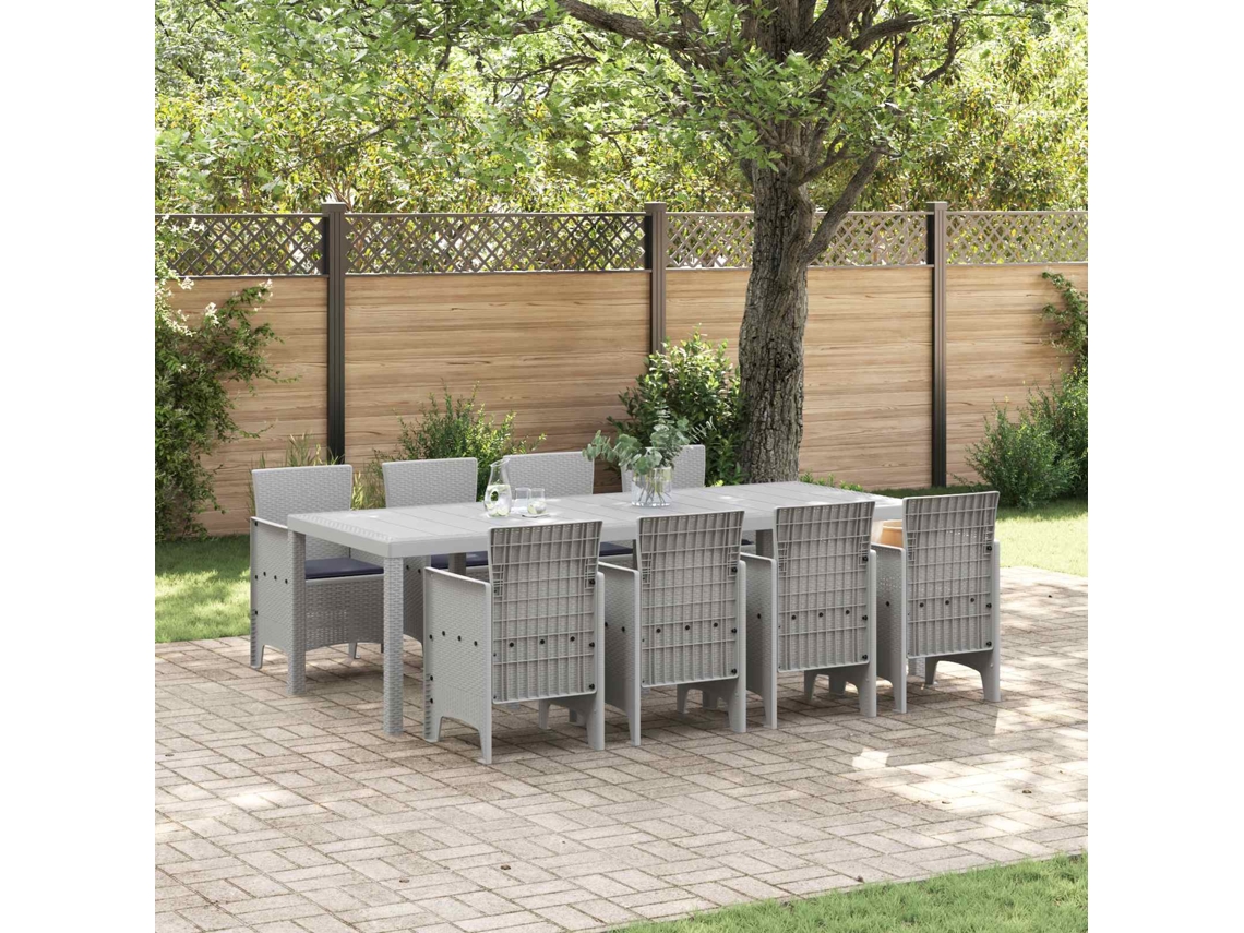 Vidaxl Conjunto De Jantar Para Jardim 9 Unid. Branco Polipropileno