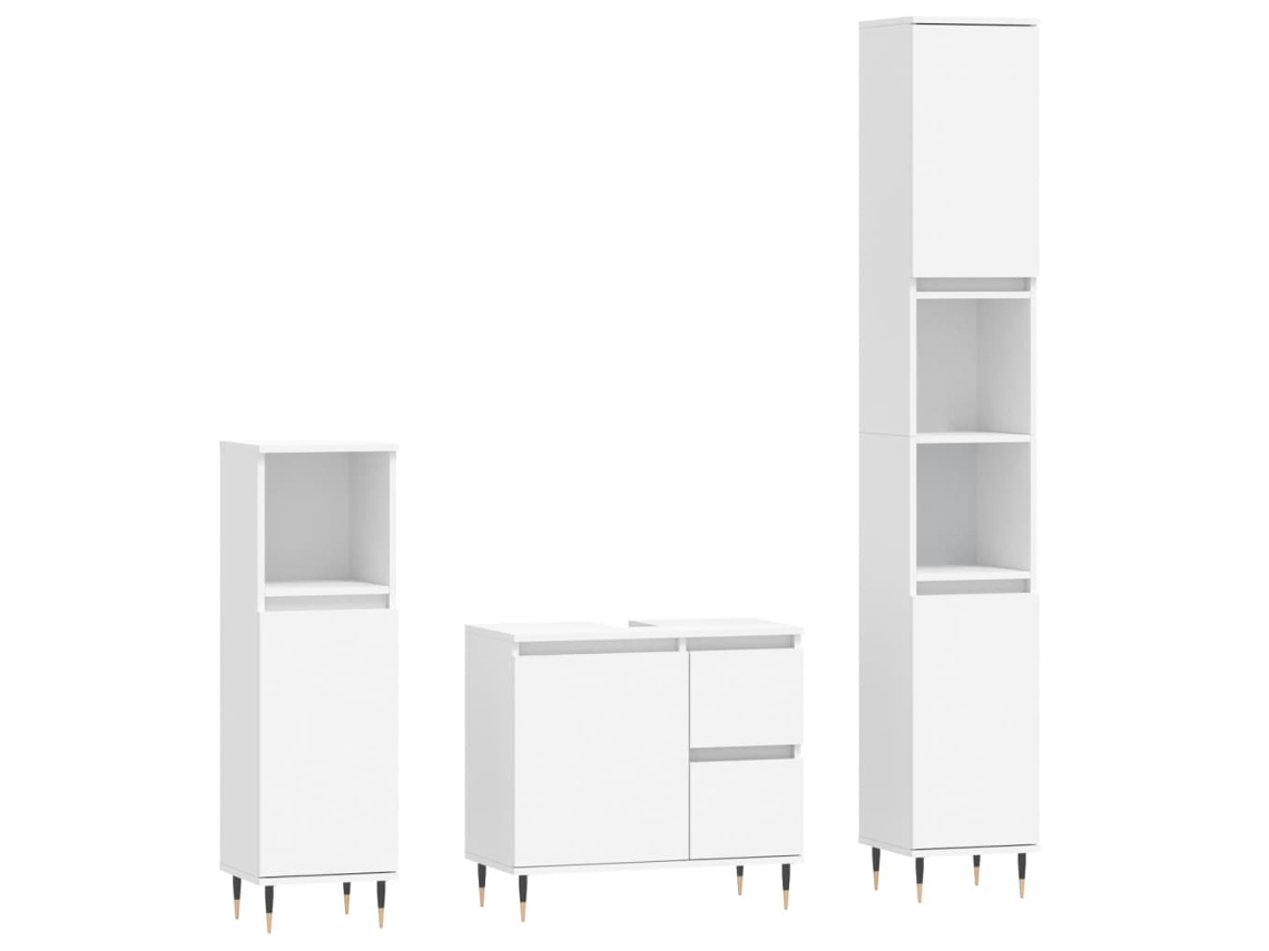 Bathroom Furniture Set, Bathroom Furniture Sets Vidaxl Branco Madeira Processada (n/a)