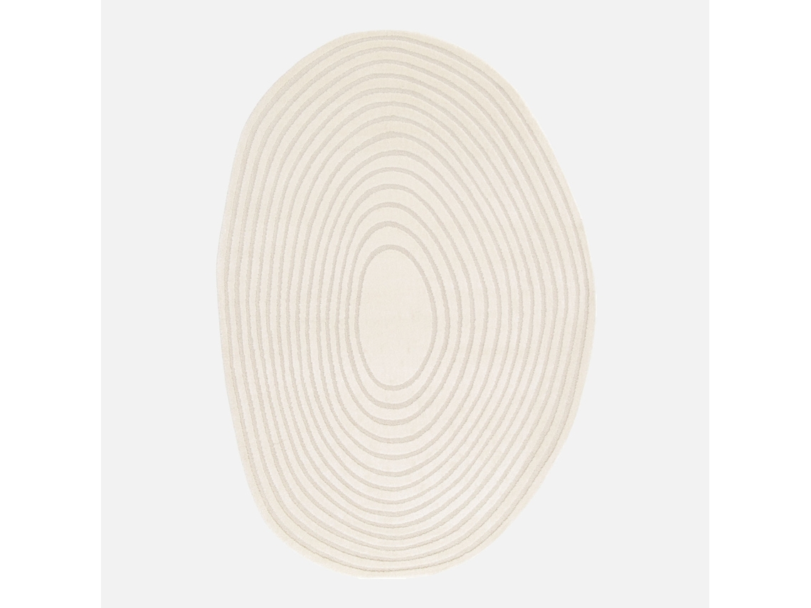 Tapete Interior Em Forma De Seixo Com Padrão Circular Creme