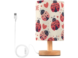 Luminária De Mesa Mnsruu Para Quarto E Sala Estar, Sem Costuras, Com Estampa De Joaninha, Luminária De Cabeceira Com