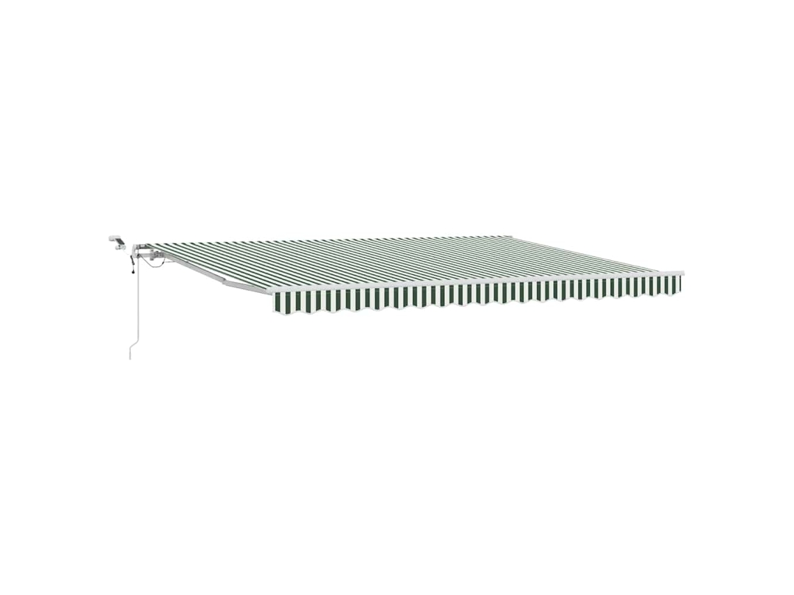 Toldo Retrátil Automático Com Led Verde E Branco Vidaxl Verde Poliéster