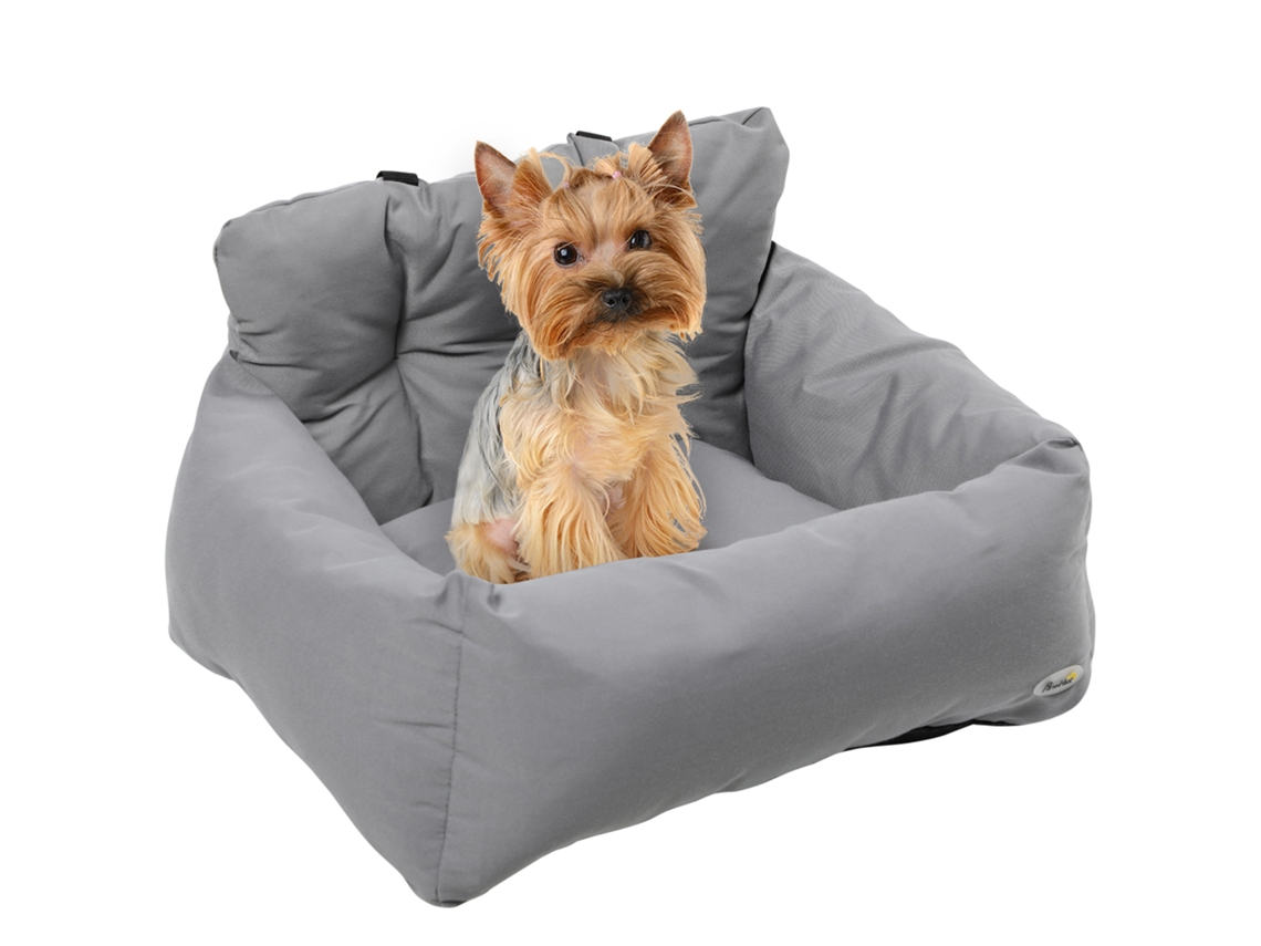 Cadeirinha Para Escuro Cães Pequenos, Cama De Algodão Removível E Lavável Com Cintos Segurança, Cinza