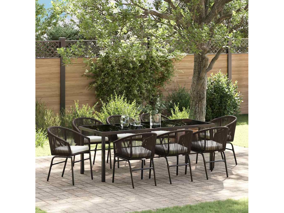 Vidaxl Conjunto De Jantar Para Jardim 9 Unid. Castanho
