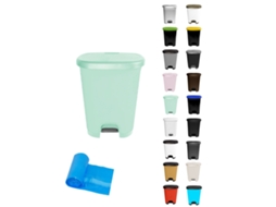 Cubo Basura Plástico Moderno | Apertura Con Pedal | Cubo Reciclar Verde Agua - Verde Agua 27 Litros + Bolsas