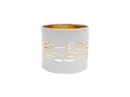 Candeeiro De Mesa Nevoeiro Branco Dourado 1xe14 Fabrilamp (ø17x17x15cm)