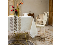 Lurelia Caminho De Mesa Retangular Algodão Linho Natural 140x180cm Impermeável Bordado