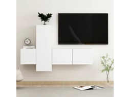3 Pcs Conjunto De Mã³veis De Tv Derivados De Madeira Branco DKD HOME DECOR