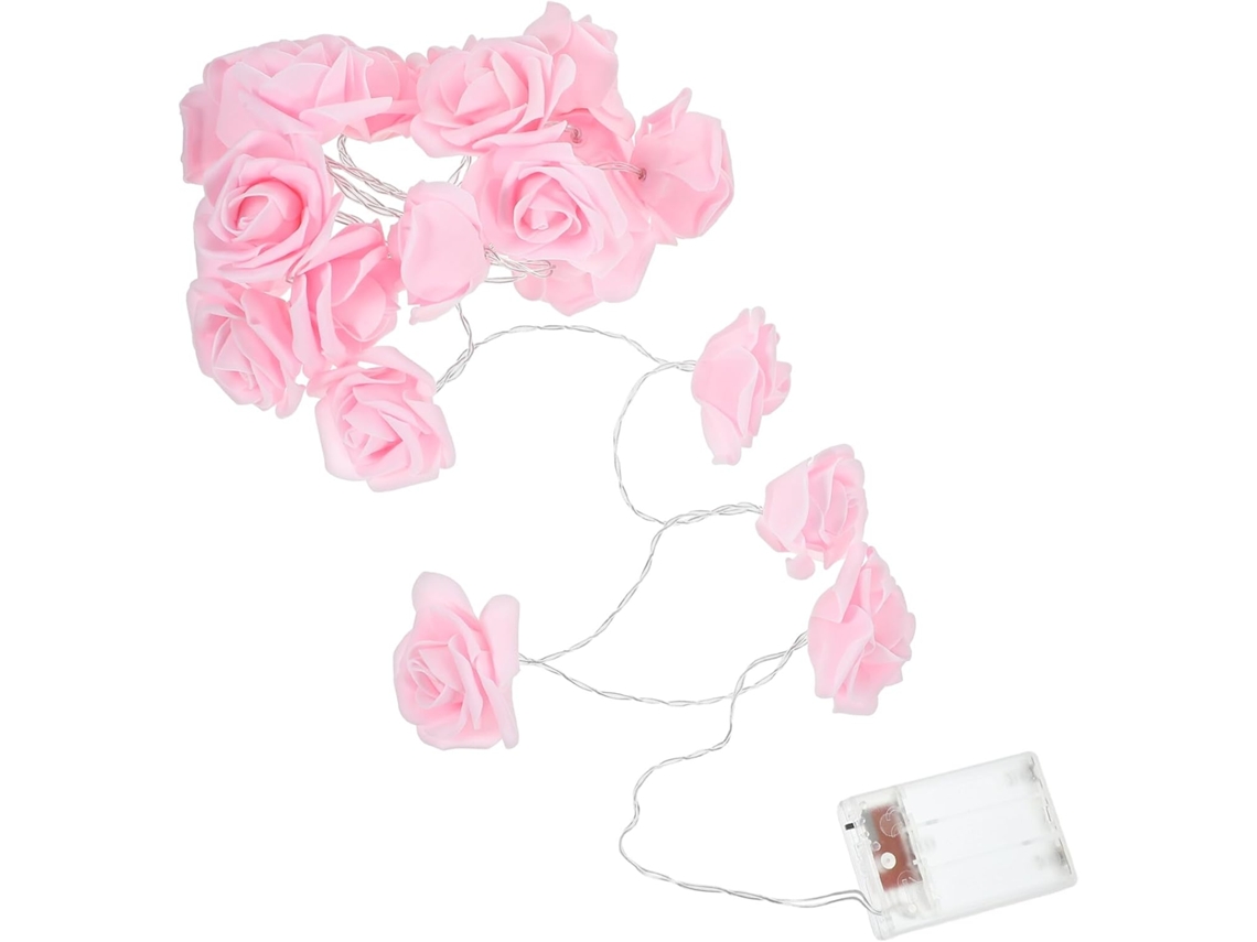 Luzes Decorativas Rosa Luminosas De 3 Metros Com 20 Leds, Alimentadas Por Bateria, Para Flores Artificiais Com Função De Luz Constante.