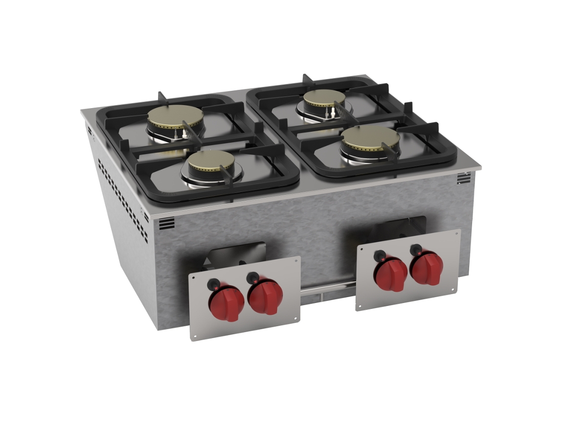 Fogões A Gás Drop In 4 Queimadores De Gás 700x600x210 Mm 17 Kw 12600331 Eurast