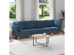 Vidaxl Conjunto De Sofá Modular Com Armazenamento 4 Unid. Azul Tecido