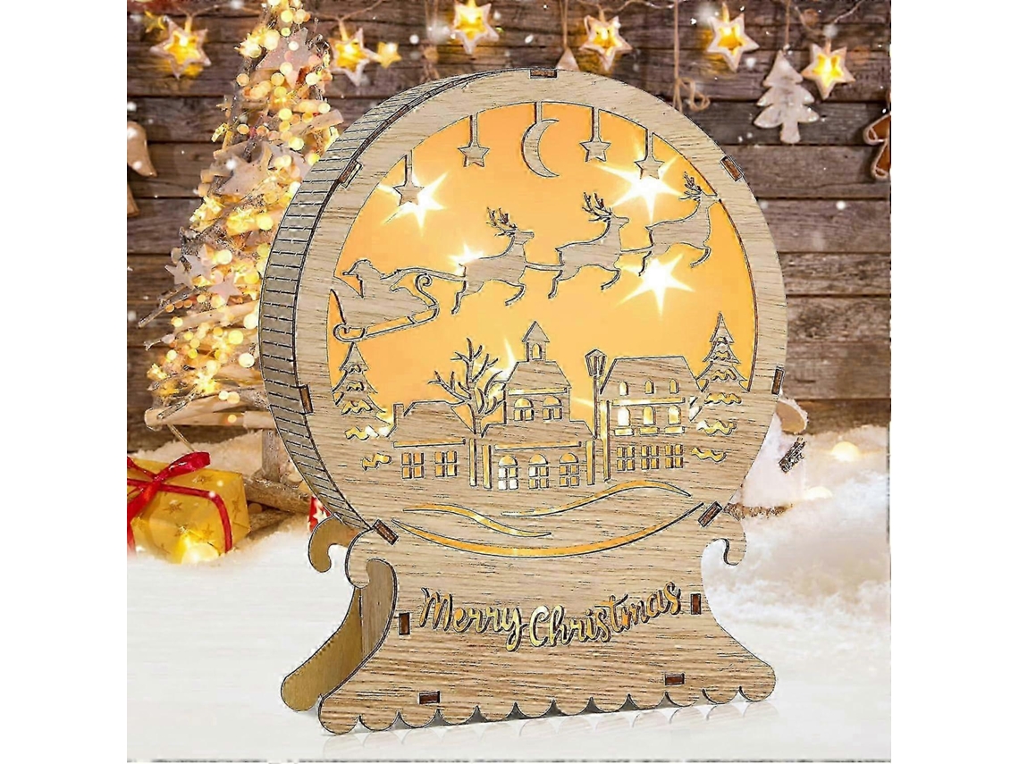 Luzes De Natal Led Em Madeira Com Estrela E Lua Para Janela E Decoração Interior