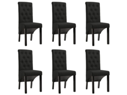 Vidaxl Cadeiras De Jantar 6 Pcs Tecido Preto
