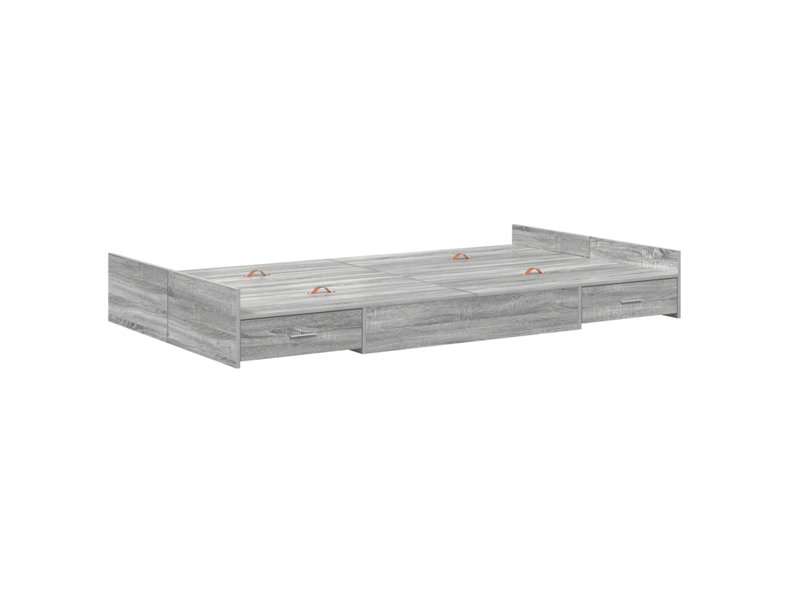 Conjunto 1 Estrutura De Cama Moderna Vidaxl Cinzento Madeira De Pinho Maciça (120 X 190 Cm)