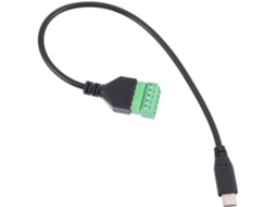 Adaptador Usb Tipo-c Para Terminal De Parafuso De 5 Pinos Preto
