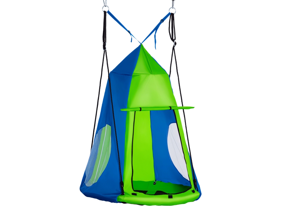 Cesto de Pássaros com Tenda Removível, Ø 100cm, 4 Anéis, Verde Azul S/MARCA