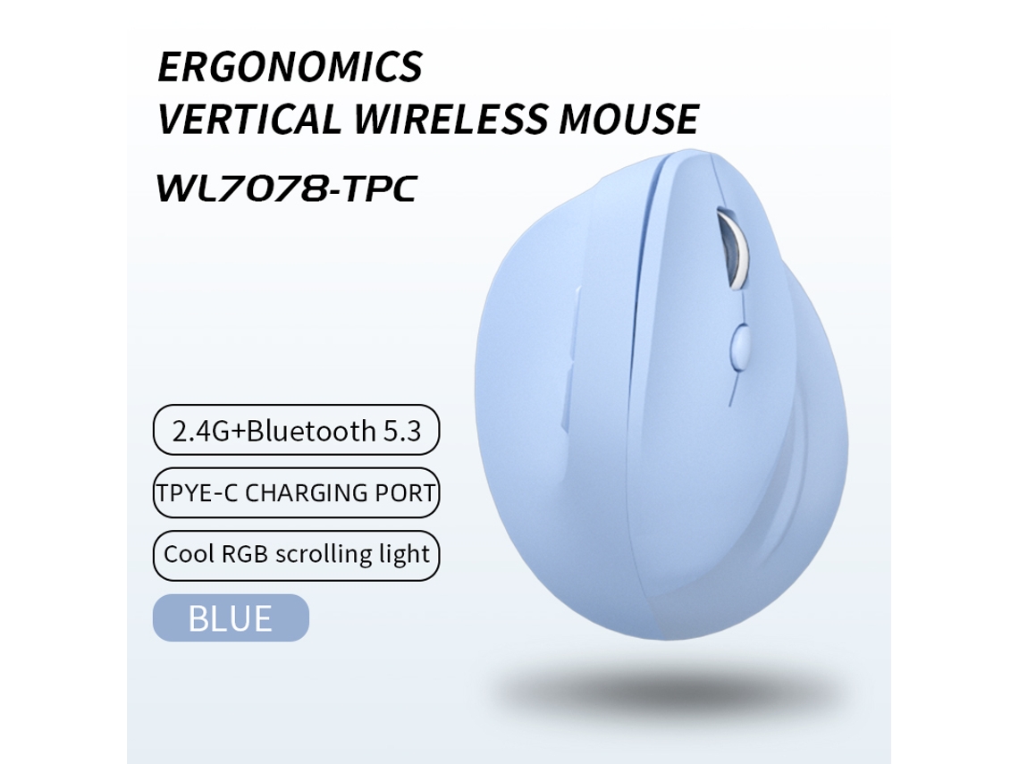 Rato Ergonómico Bestvite Sem Fios 4800 Dpi Azul