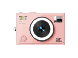 Câmera Portátil 5k Para Viagens, Wi-fi, Tela Ips De 2,8", Estilo Retrô (rosa)