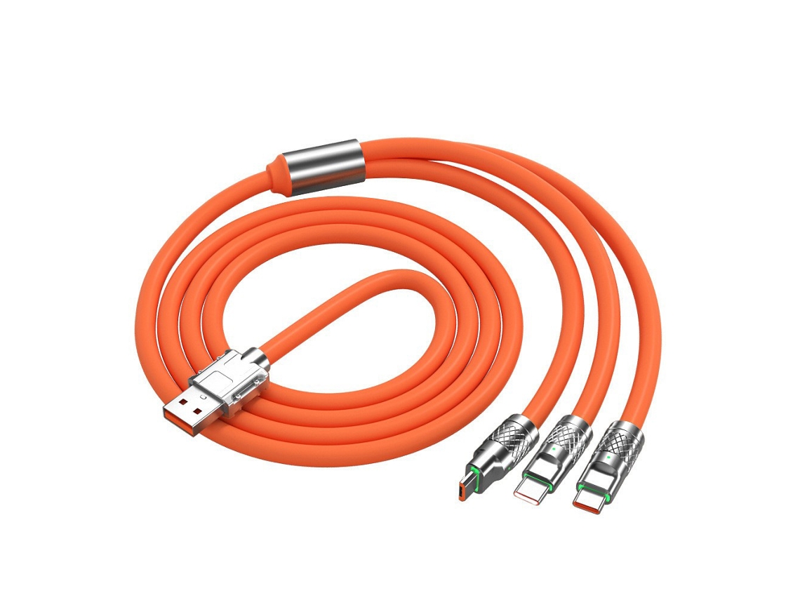 Cabo Usb 3 em 1 para Carregamento Rápido Laranja 1,2 M STELASPLEN