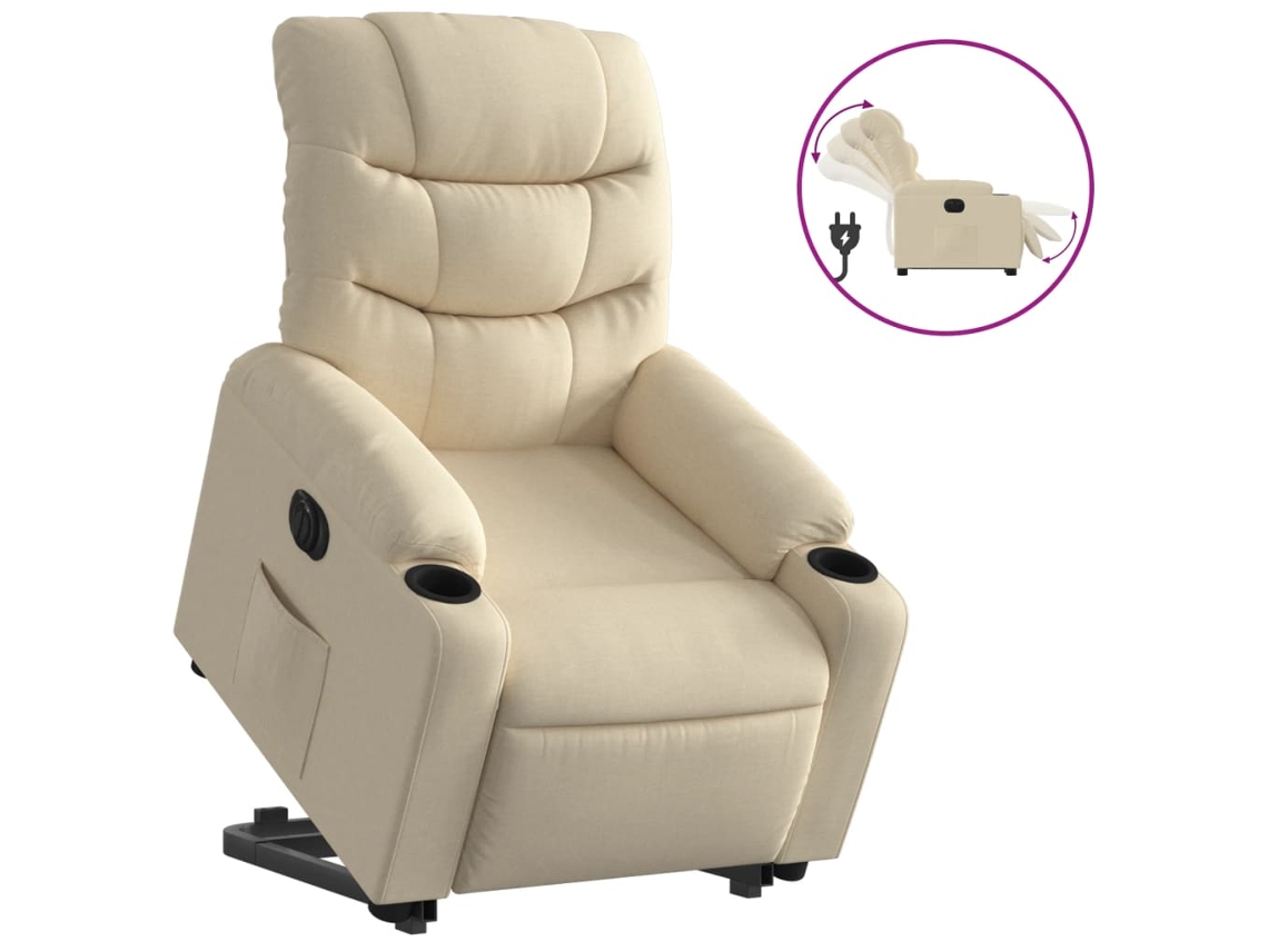 Electric Stand Up Recliner Chair, Electric Stand Up Recliner Chairs Vidaxl Creme Tecido