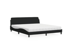 Vidaxl Cama com Colchão Dover 180x200 Cm Tecido Preto