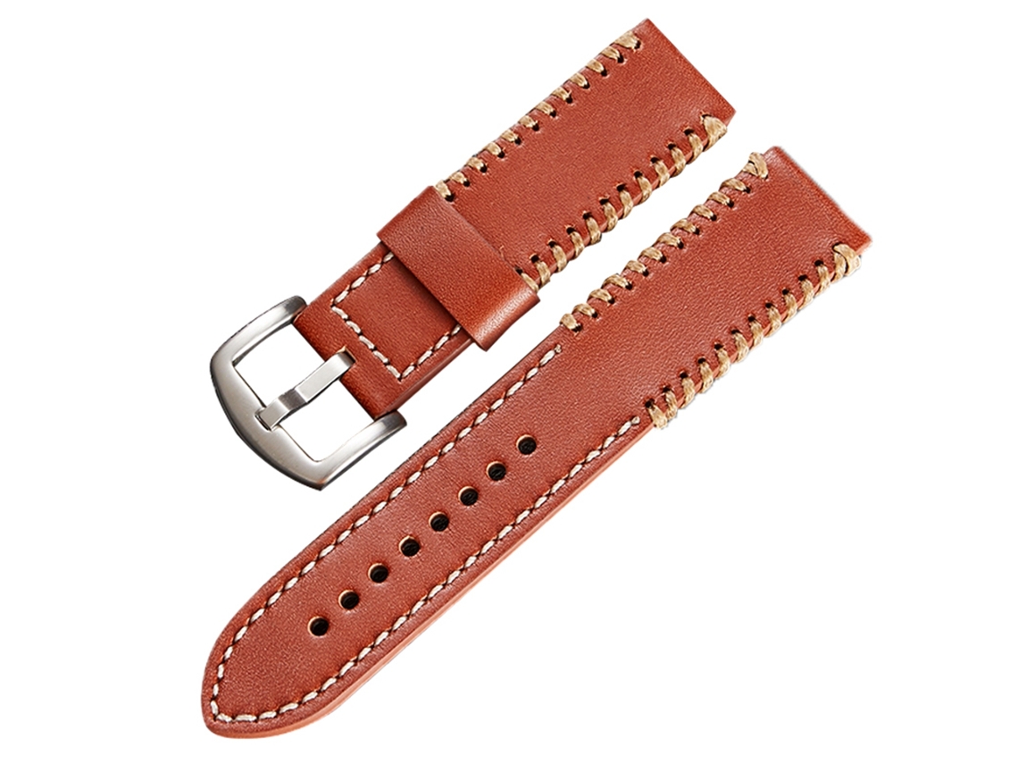 Pulseira De Relógio De Couro (substituição Acessório, Fivela Prata Marrom)