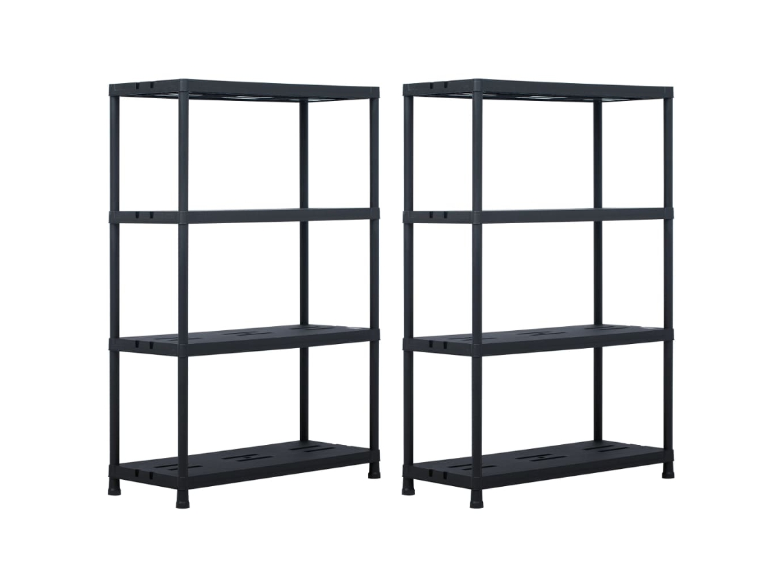 Vidaxl Estantes De Arrumação 2 Pcs Preto 220 Kg 90x40x138 Cm Plástico