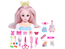 Mali 25 Peças Boneca de Cabeleireiro com Acessórios para Crianças Meninas Brincar de Maquiagem e Penteados