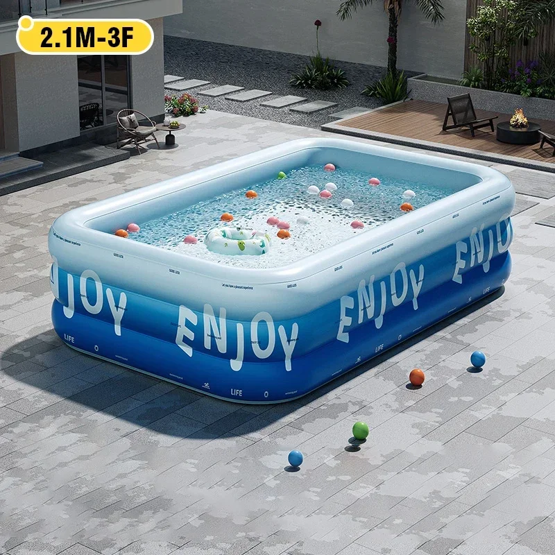 Piscina Inflável (2,1 M), Piscina Grande, Impermeável E Reforçada Para Uso Interno E Externo, Ideal Para Jogos Aquáticos No Quintal.
