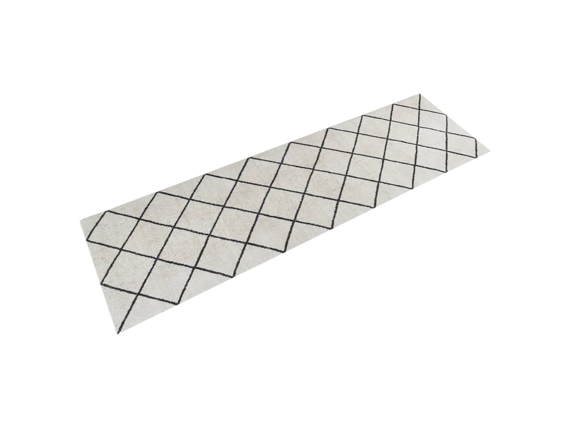 Vidaxl Tapete De Cozinha Lavável 45x150 Cm Veludo Padrão Quadrados