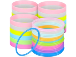 De 48 Pulseiras De Silicone Luminosas Multicoloridas, Com Efeito De Brilho Noturno, Material Seguro E
