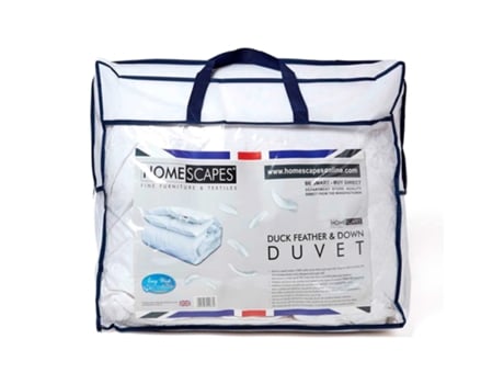 Edredão Homescapes Duck Feather Down Tog Size Algodão Branco (220x230)