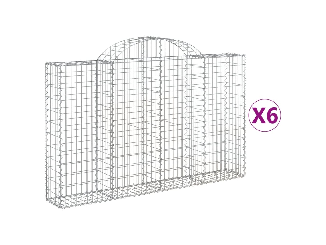Gabion Basket, Gabion Baskets Vidaxl Prateado Ferro (200 X 30 X 120/140 Cm)