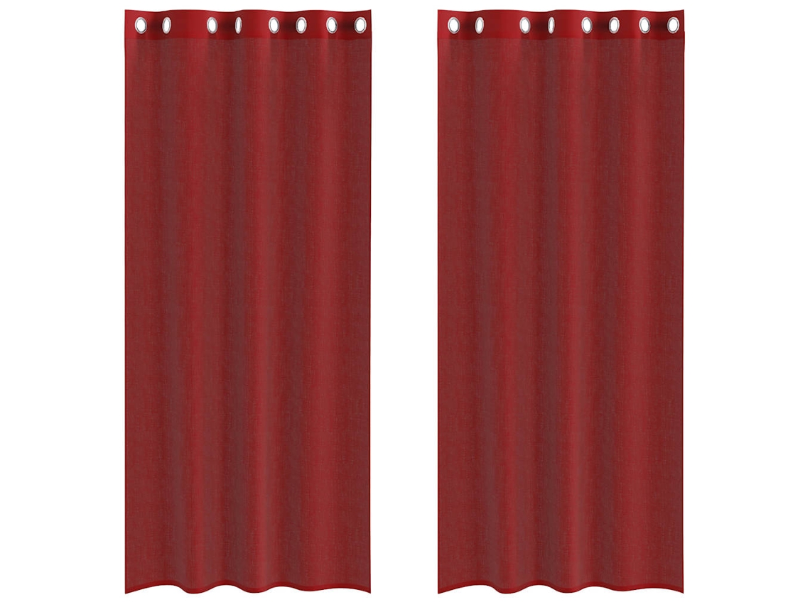 Cortinas de Voile com Ilhós 2 Pcs Vermelho Tinto MAISON EXCLUSIVE