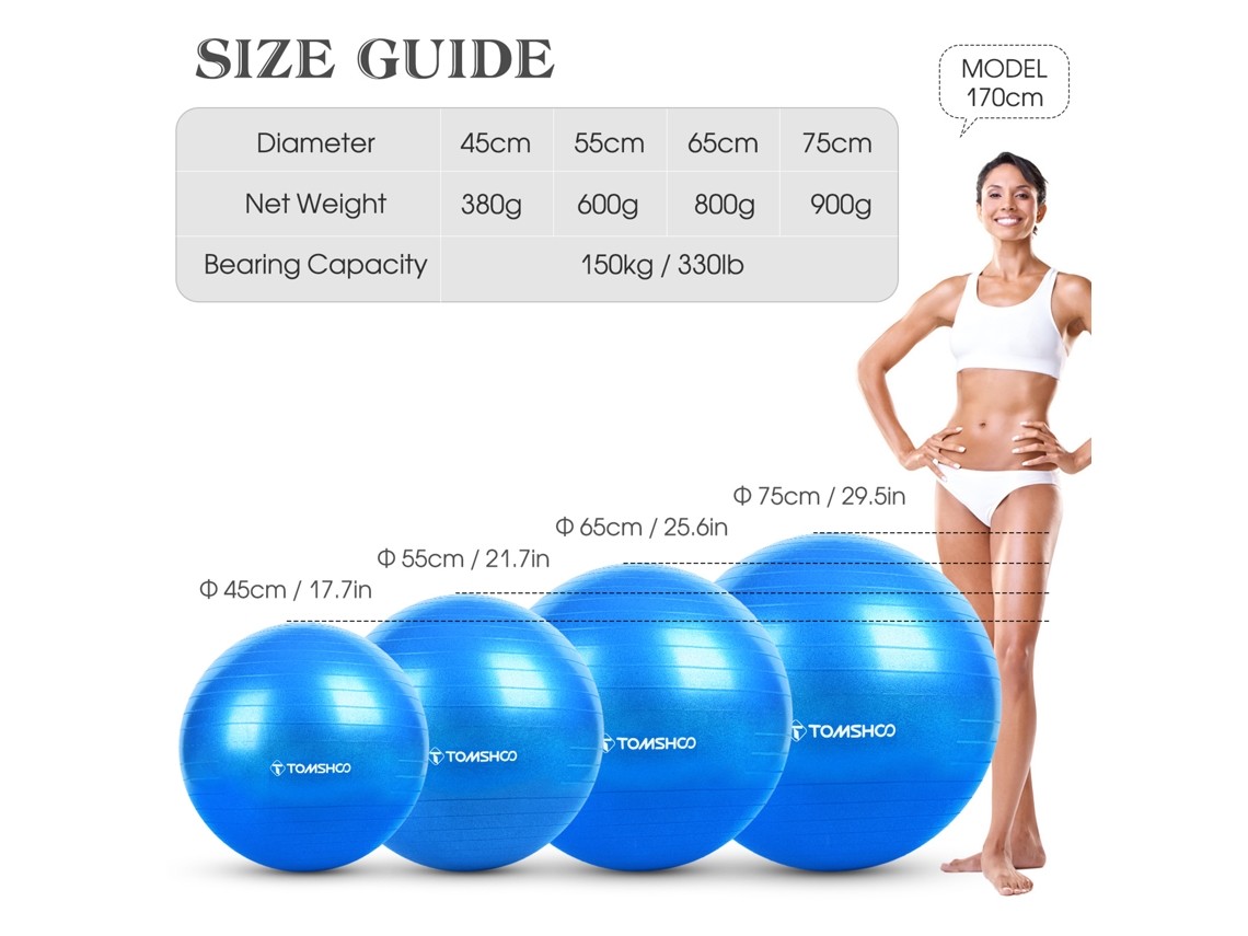 Bola De Yoga Espessada 45/55/65/75cm Com Bomba De Pé Para Pilates Fitness Equilíbrio Exercícios