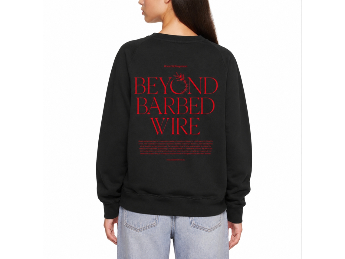 Rockinstone Beyond Barbed Wire Black Sweatshirtdouble-sided Print Unique Designer Style