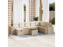 Pcs Conjunto De Sofás P/ Jardim Com Almofadões Vime Pe Bege Dkd Home Decor