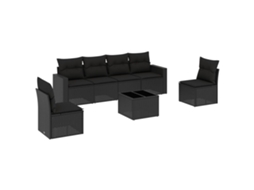 Conjunto de 7 Sofás para Jardim com Almofadões Vime Pe Preto MAISON EXCLUSIVE (7 pcs)