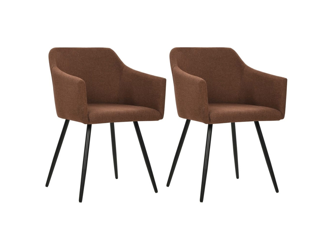 Vidaxl Cadeiras De Jantar 2 Pcs Tecido Castanho