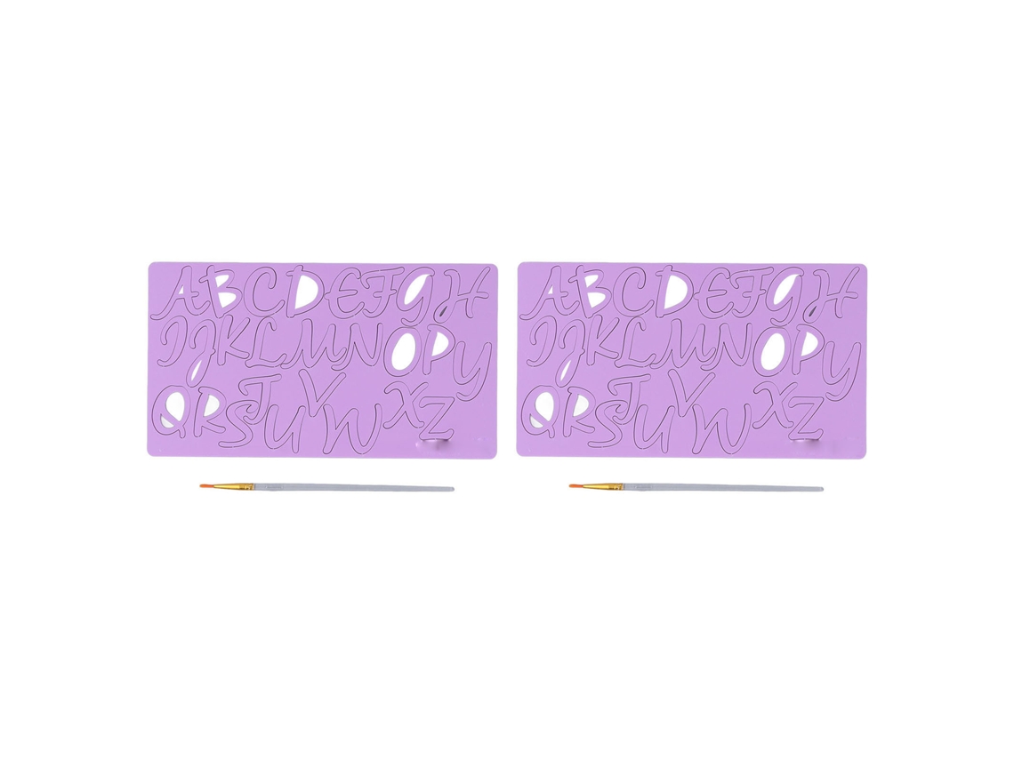 Primerox 2pcs Moldes de Alfabeto de Acrílico para Bolo Decorativo Cute Mini Fondant Roxo