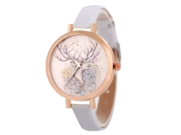 Relógio de Pulso Feminino Analógico de Quartzo com Mostrador Redondo Fashion Branco
