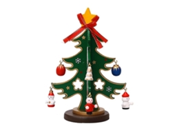 Árvore De Natal De Madeira Divertida Para Mesa, Conjunto De Brinquedos Natalinos Com Miniaturas De Enfeites. Aquaforge