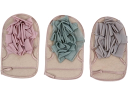 Luvas de Banho Esfoliantes, Conjunto de 3 Peças, Dupla Face, Viscose e Tído Atoalhado