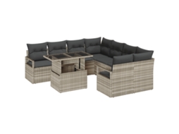 Conjunto 9 Conjunto De Sofá De Jardim Vidaxl Cinzento-claro Vime Pe (100 X 55 X 73 Cm)