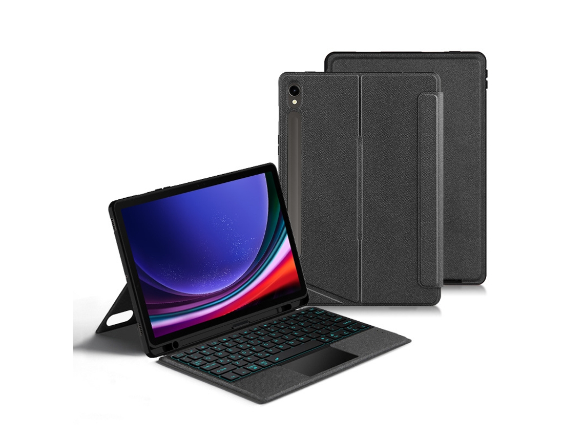 Capa Com Teclado Bluetooth Touch Yuysan Para Samsung Galaxy Tab S9 Fe 10,9 Polegadas Com Luz De Fundo, Removível