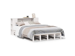 Cama com Estante Sem Colchão Madeira Maciça Branco 140x190 cm MAISON EXCLUSIVE (0)
