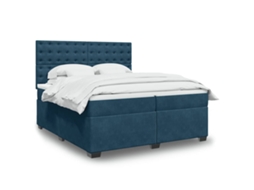 Vidaxl Cama Com Molas/colchão 200x200 Cm Veludo Azul
