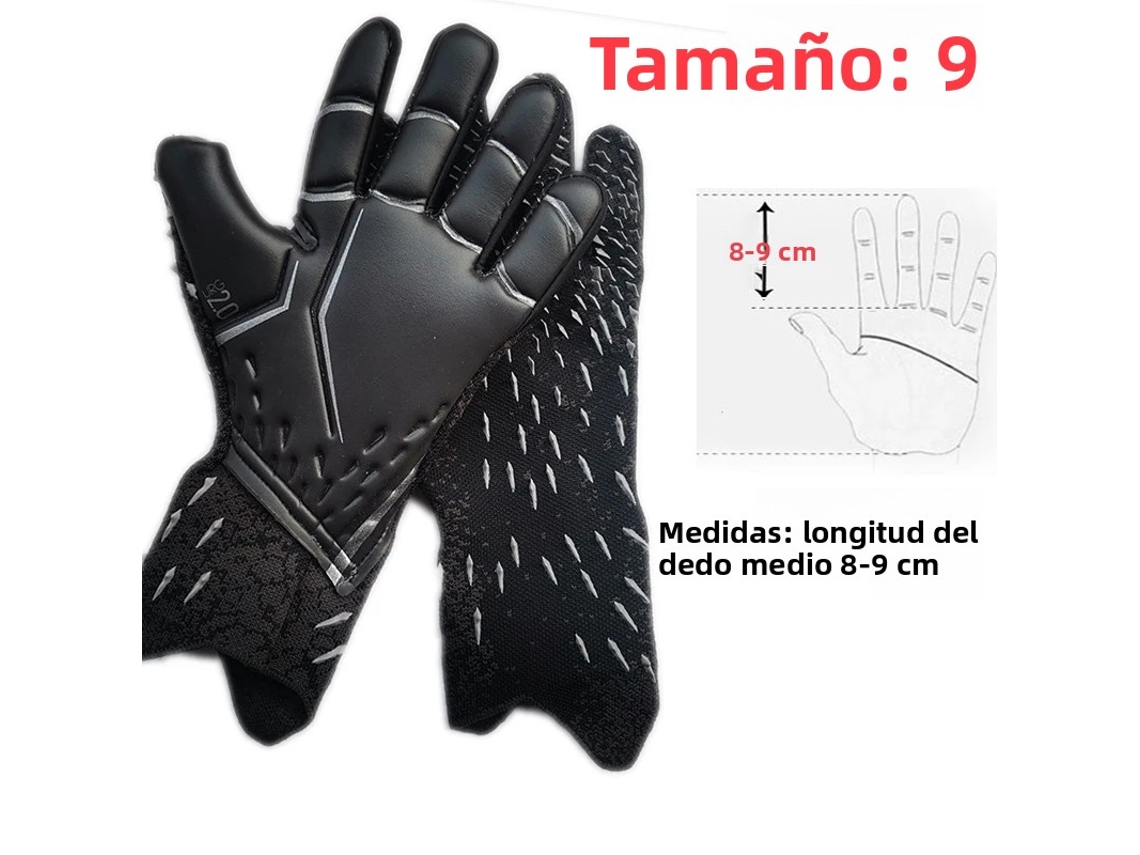 Luvas De Goleiro De Futebol Profissionais (pretas, 9 Cm), Com Proteção Reforçada Em Látex.